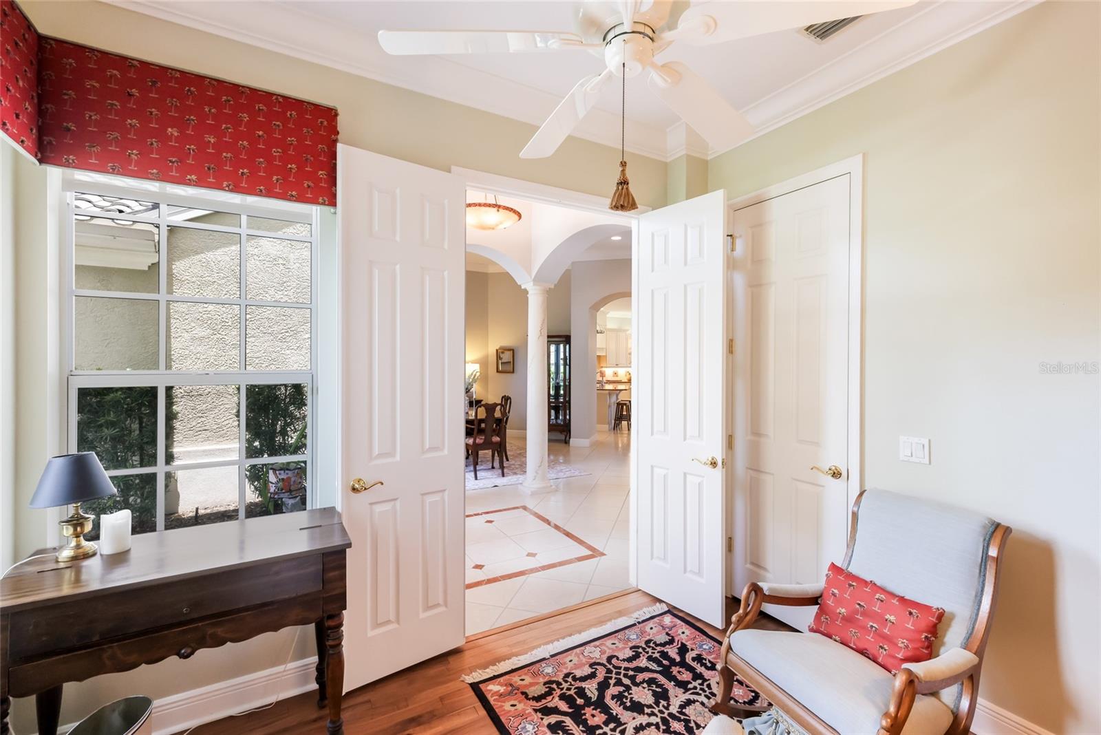 Private office at front of home