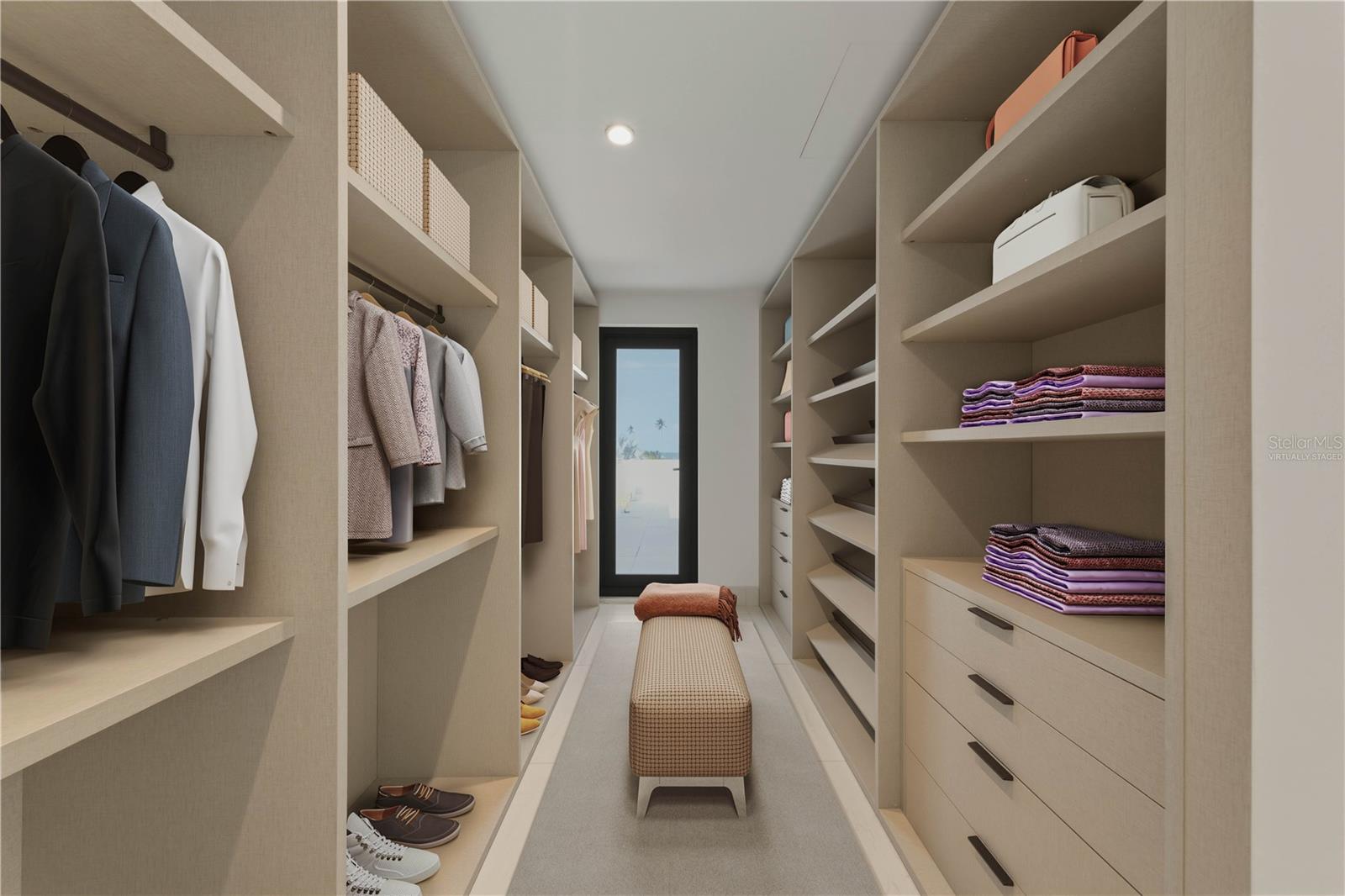 Walk-In Closet - This image has been virtually staged and does not reflect the current state of the property.