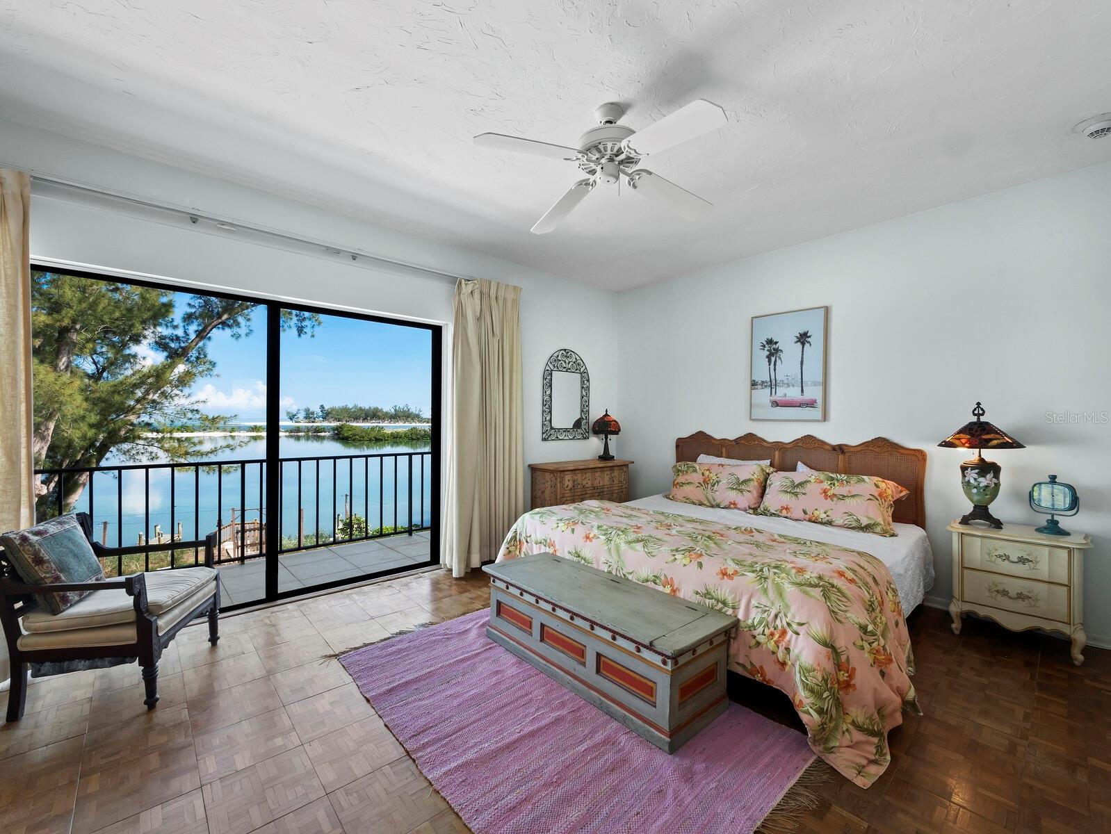 The primary bedroom where the views are even more astounding!
