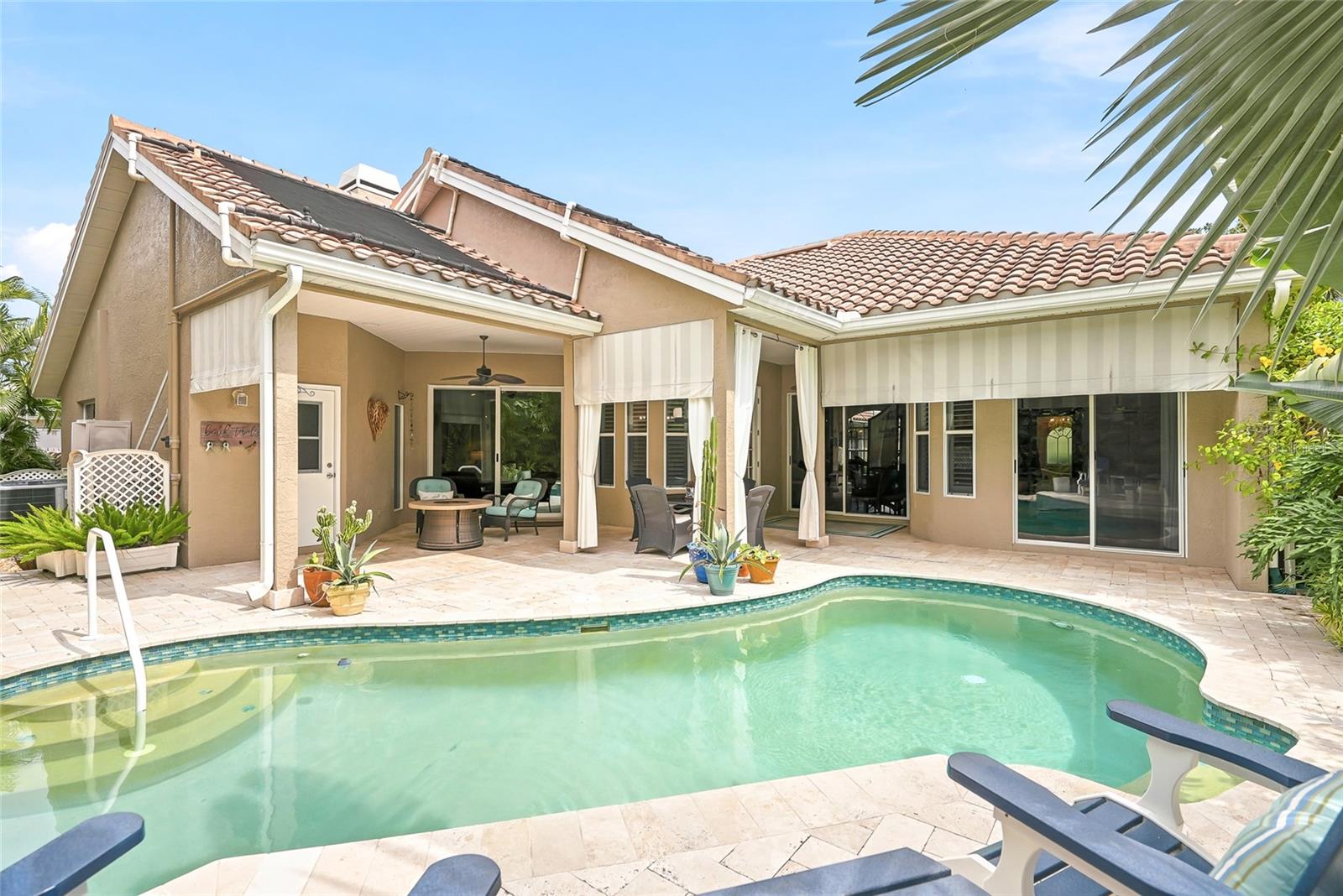 Solar heated pool for perfect-temperature swimming!