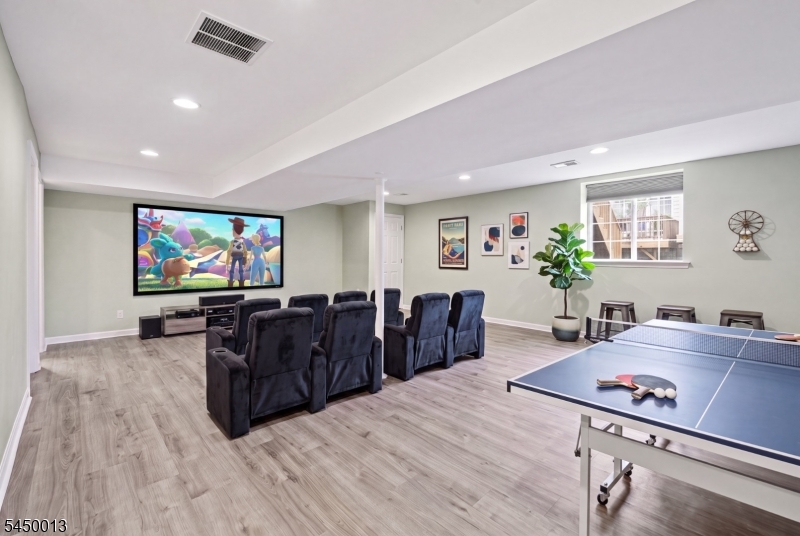 Finished basement staged