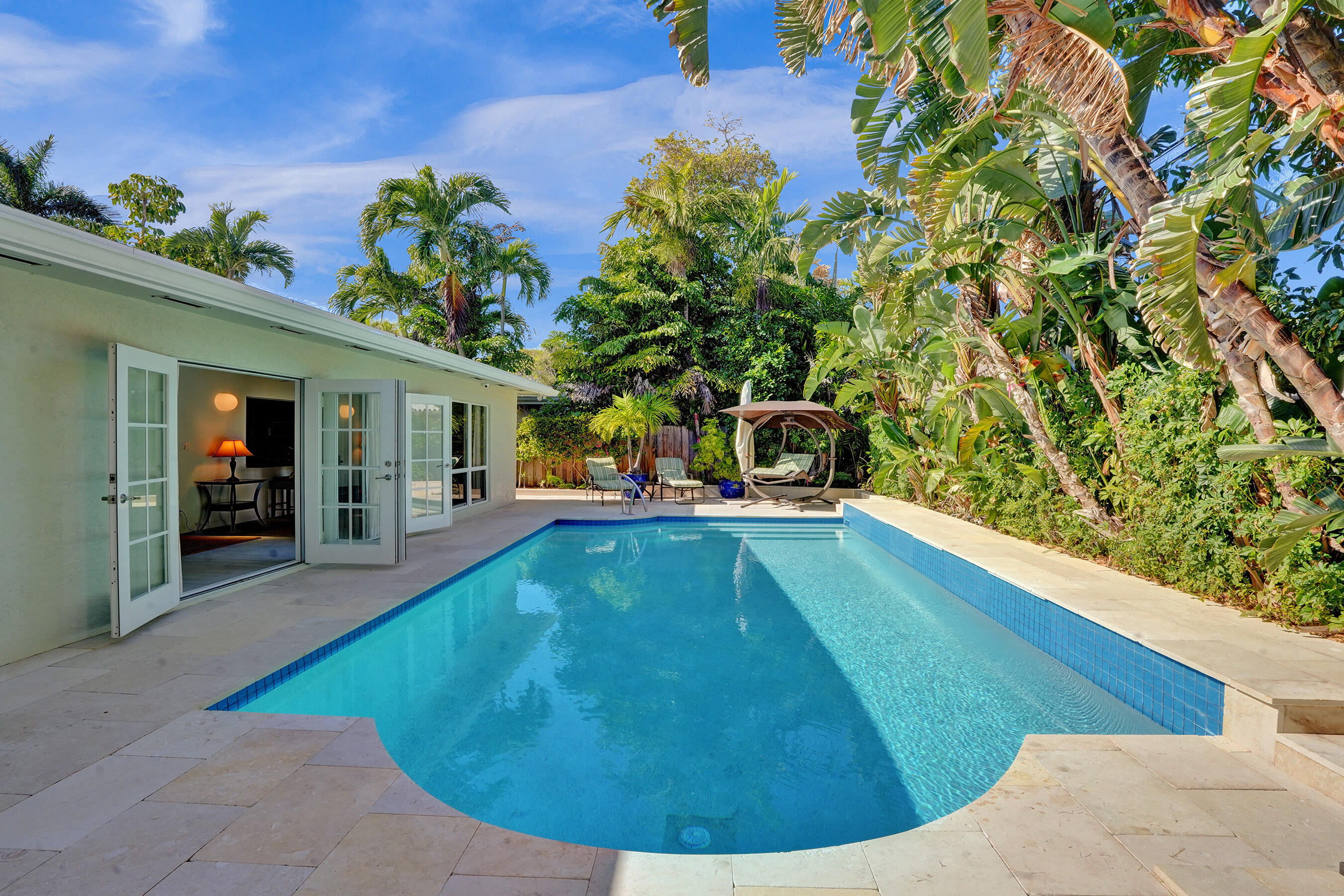Extra deep custom heated pool.
