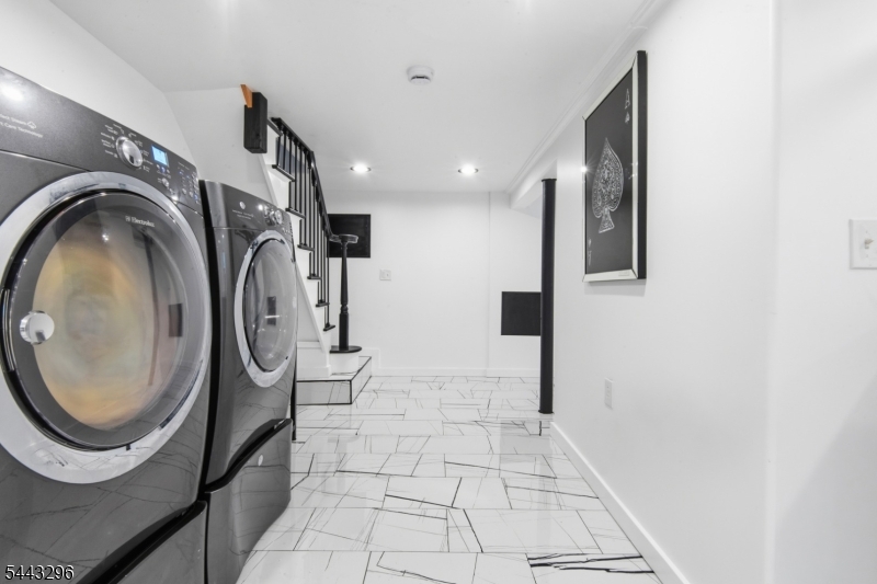 Basement and wash and dryer