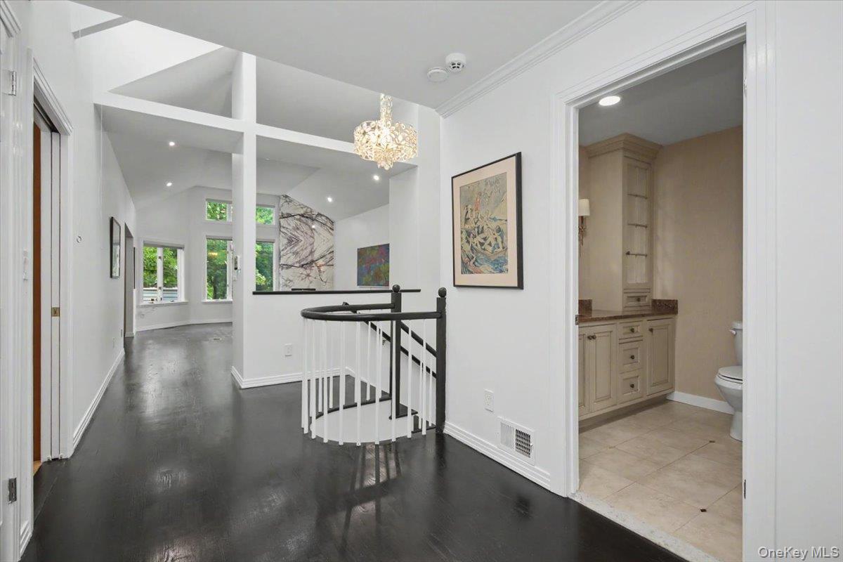 Freshly refinished and stained hardwood floors throughout main level.